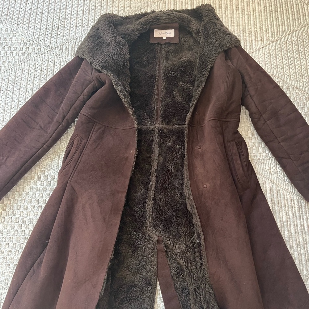 Calvin Klein Brown Suede Coat - Women’s Size Small - Picture 2 of 5
